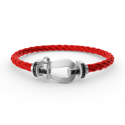 [Glimmer]FORCE LARGE HORSESHOE BLACK DIAMOND BRACELET SILVER