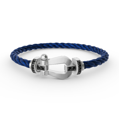 [Glimmer]FORCE LARGE HORSESHOE BLACK DIAMOND BRACELET SILVER