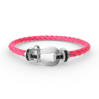 [Glimmer]FORCE LARGE HORSESHOE BLACK DIAMOND BRACELET SILVER