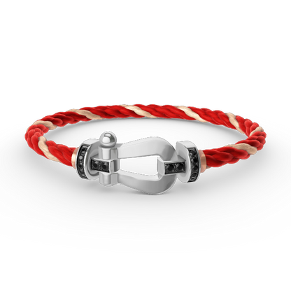 [Glimmer]FORCE LARGE HORSESHOE BLACK DIAMOND BRACELET SILVER