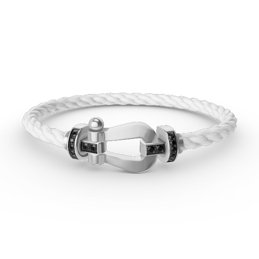 [Glimmer]FORCE LARGE HORSESHOE BLACK DIAMOND BRACELET SILVER