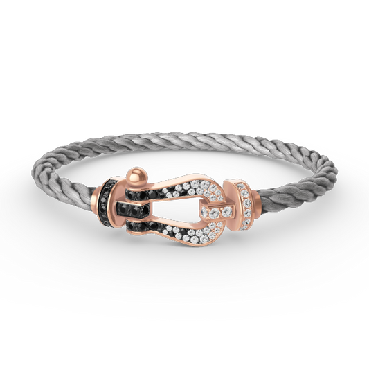 [Glimmer]FORCE LARGE HORSESHOE BLACK WHITE DIAMOND BRACELET Glimmer GOLD