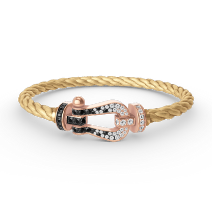 [Glimmer]FORCE LARGE HORSESHOE BLACK WHITE DIAMOND BRACELET Glimmer GOLD