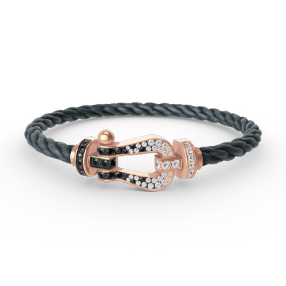 [Glimmer]FORCE LARGE HORSESHOE BLACK WHITE DIAMOND BRACELET Glimmer GOLD