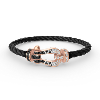 [Glimmer]FORCE LARGE HORSESHOE BLACK WHITE DIAMOND BRACELET Glimmer GOLD