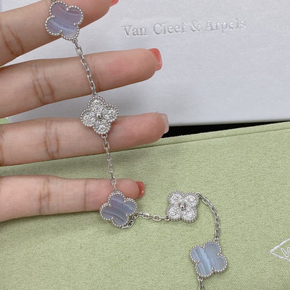 [Glimmer] CLOVER 5 MOTIF PURPLE CHALCEDONY BRACELET COLLECTION