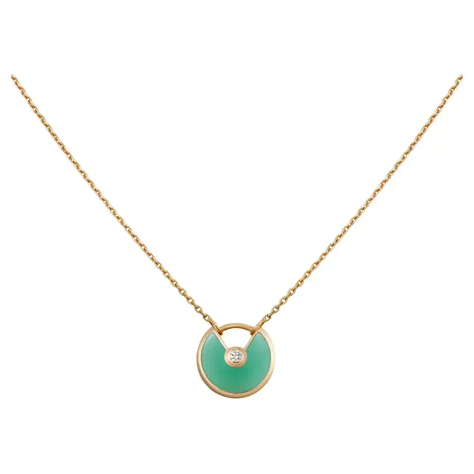 [Glimmer]AMULETTE GOLD MALACHITE NECKLACE
