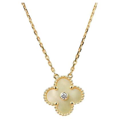 [Glimmer]CLOVER 15MM DIAMOND GOLD MOTHER OF PEARL NECKLACE