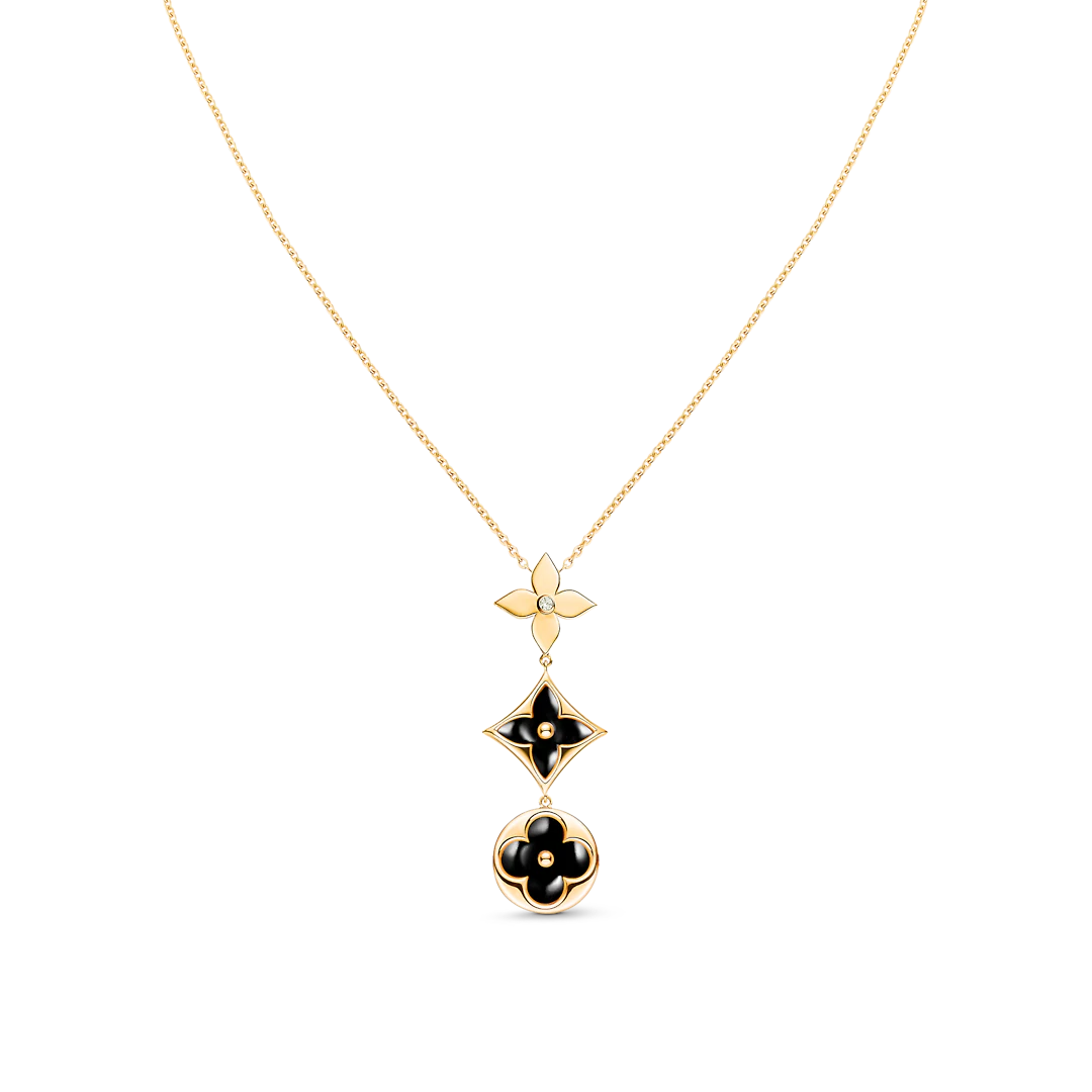 [Glimmer]STAR AND SUN ONYX PINK GOLD NECKLACE