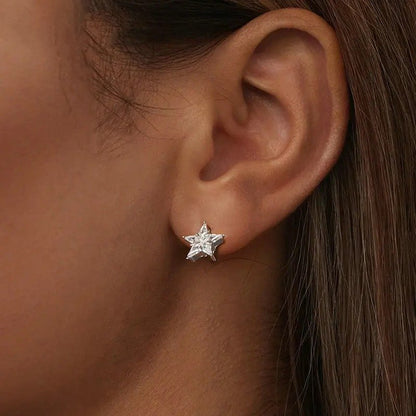 シャイニースター スタッドピアス プラチナメッキ キュービックジルコニア ピアス