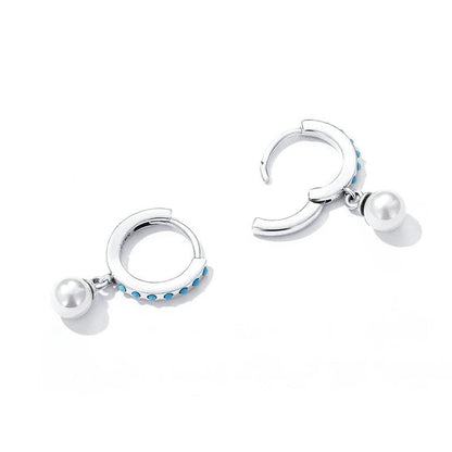 ターコイズペンダントピアス シェルビーズドロップピアス