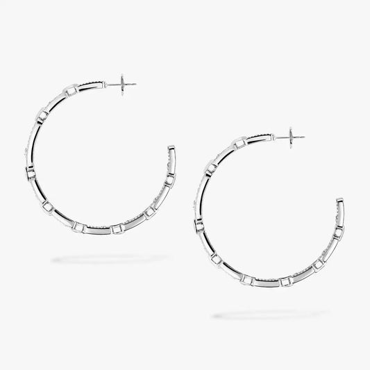 [[Glimmer]Move Link Diamond Hoop Earrings