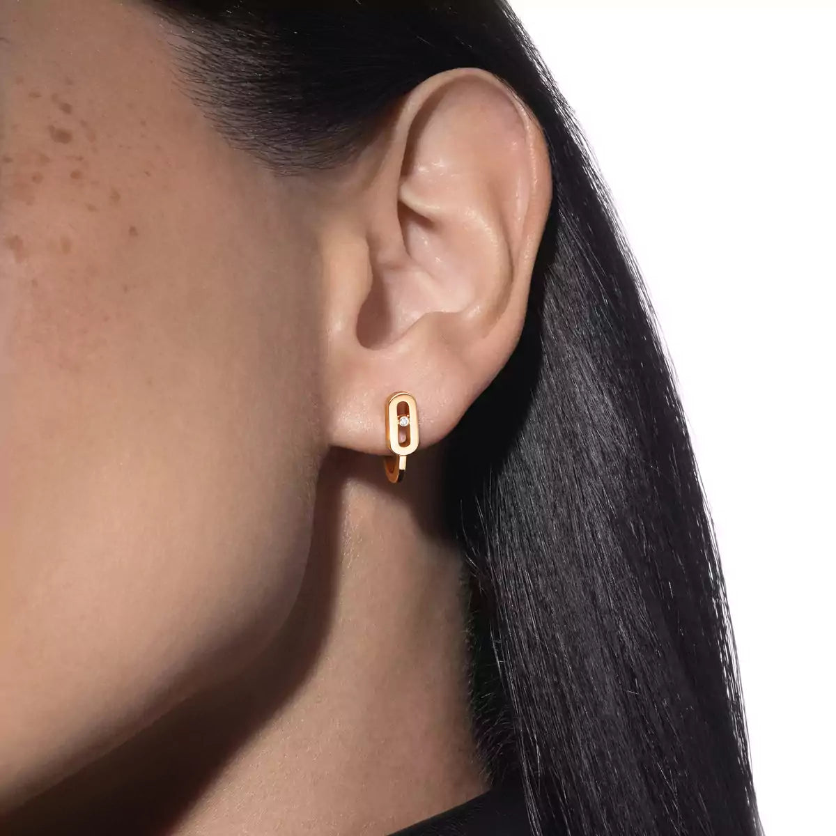 [Glimmer]Diamond Mini Hoop Earrings Move Classique