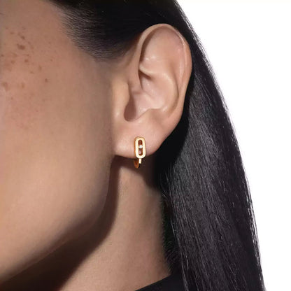 [Glimmer]Diamond Mini Hoop Earrings Move Classique
