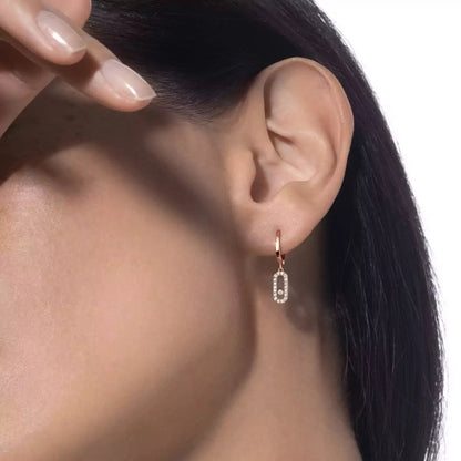 [Glimmer]Move Uno Single Diamond Hoop Earring
