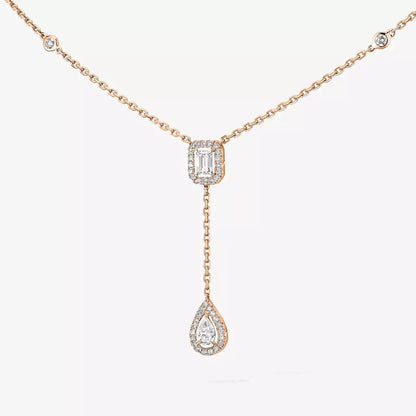 [Glimmer]Gold Diamond Tie Necklace