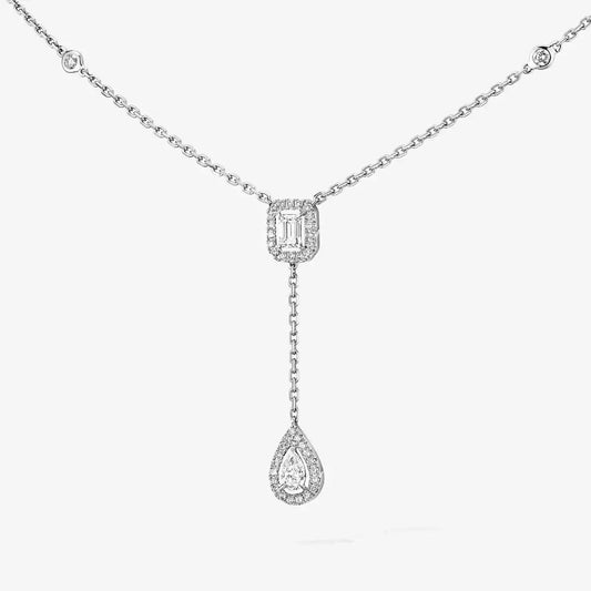 [Glimmer]Gold Diamond Tie Necklace
