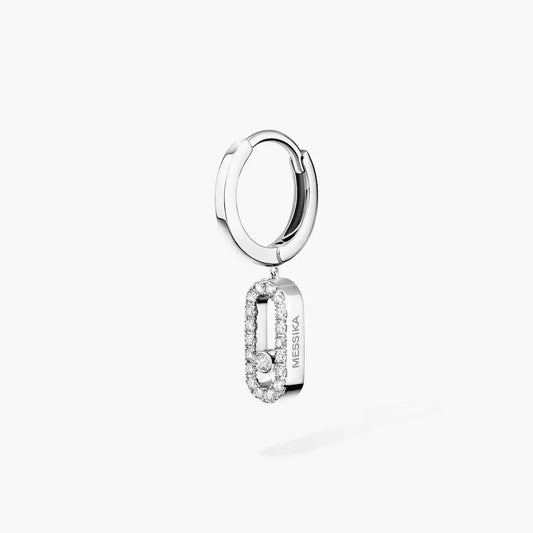 [Glimmer]Move Uno Single Diamond Hoop Earring