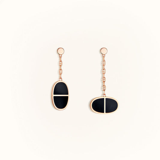 [Glimmer]CHAINE VERSO BLACK CERAMIC EARRINGS