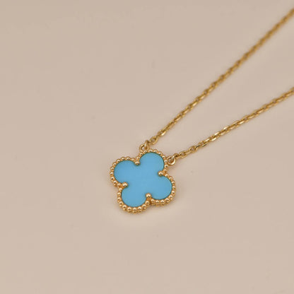 [Glimmer]CLOVER 15MM VINTAGE TURQUOISE NECKLACE