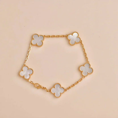 [Glimmer]CLOVER WHITE PEARL MOP 5 MOTIF BRACELET COLLECTION