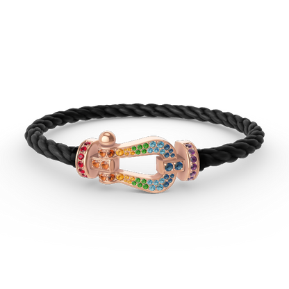 [Glimmer]FORCE LARGE HORSESHOE  COLORED DIAMOND BRACELET Glimmer GOLD
