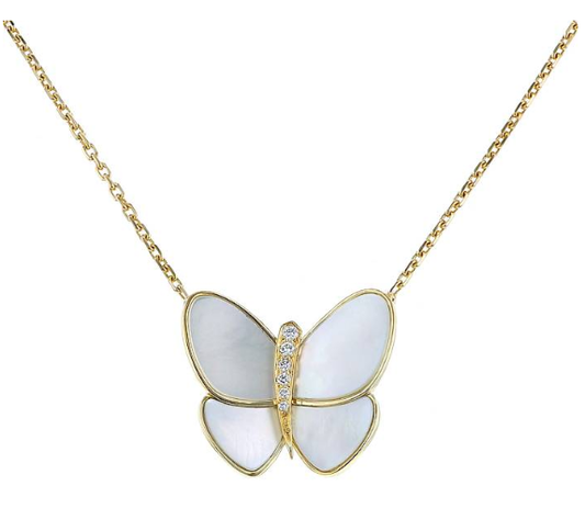 [Glimmer]BUTTERFLY GOLD MOP DIAMOND NECKLACE