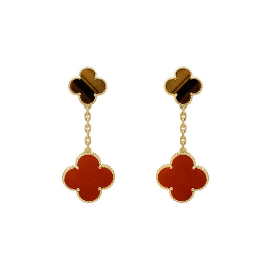 [Glimmer]CLOVER  2 MOTIF  TIGER EYE CARNELIAN EARRINGS