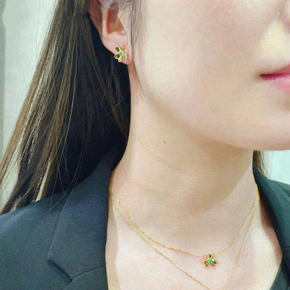 [Glimmer]FRIVOLE  FLOWER MALACHITE EARRINGS