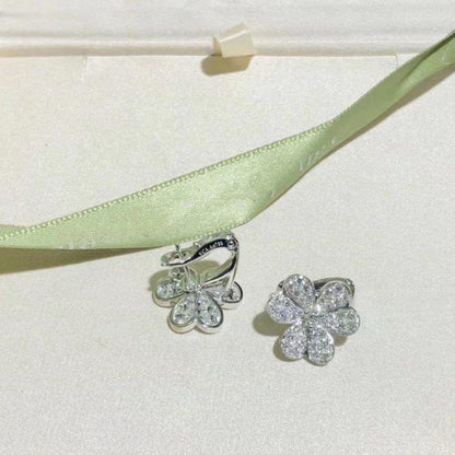 [Glimmer]FRIVOLE SILVER FLOWER DIAMOND EARRINGS