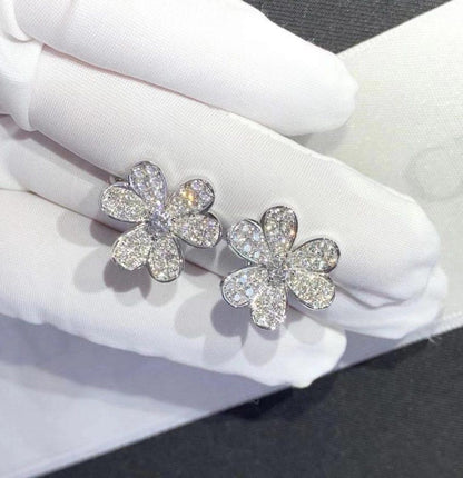 [Glimmer]FRIVOLE SILVER FLOWER DIAMOND EARRINGS
