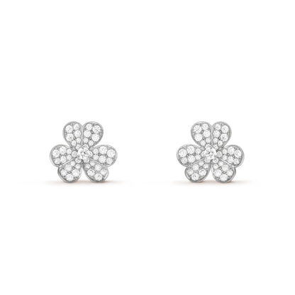 [Glimmer]FRIVOLE SILVER FLOWER DIAMOND EARRINGS