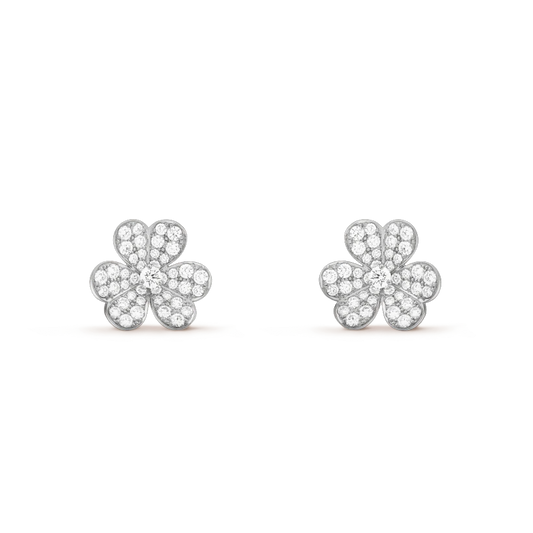 [Glimmer]FRIVOLE SILVER FLOWER DIAMOND EARRINGS