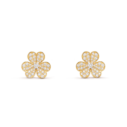 [Glimmer]FRIVOLE GOLD FLOWER DIAMOND EARRINGS