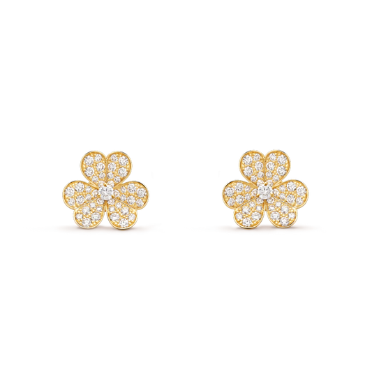 [Glimmer]FRIVOLE GOLD FLOWER DIAMOND EARRINGS