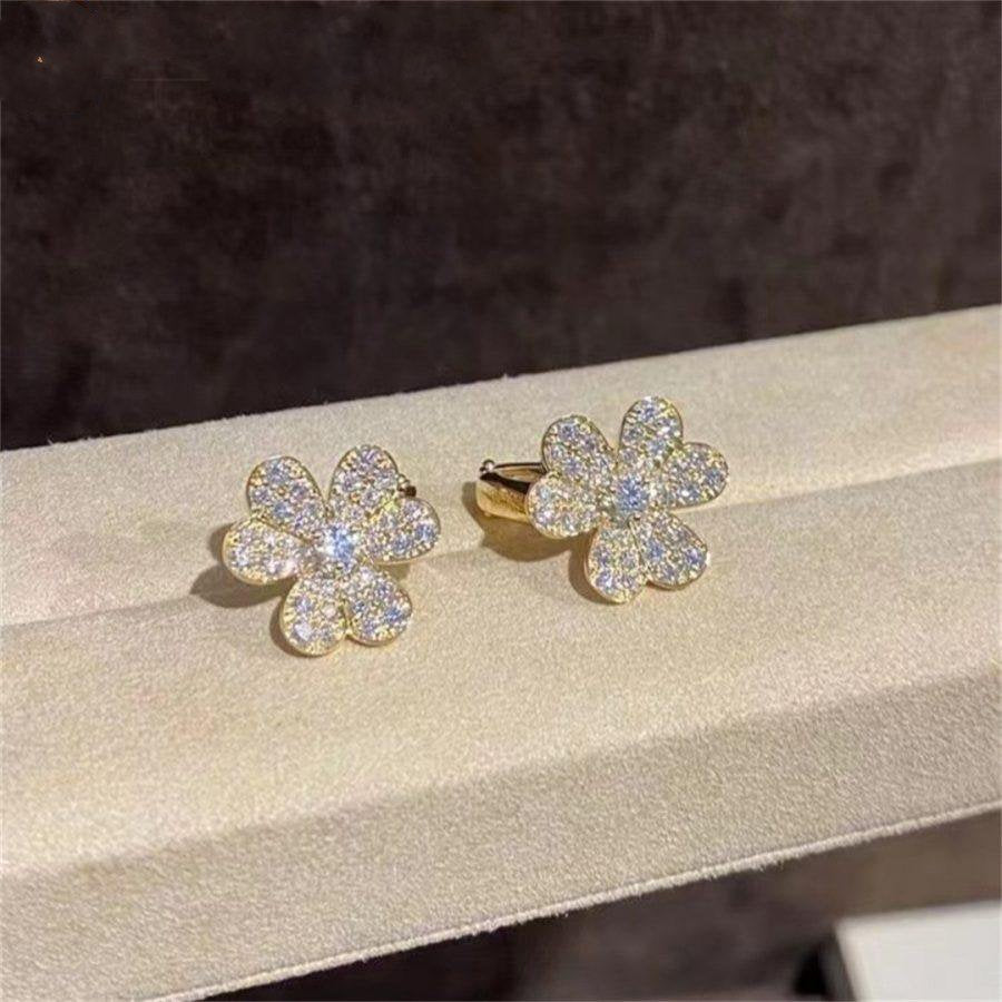 [Glimmer]FRIVOLE GOLD FLOWER DIAMOND EARRINGS