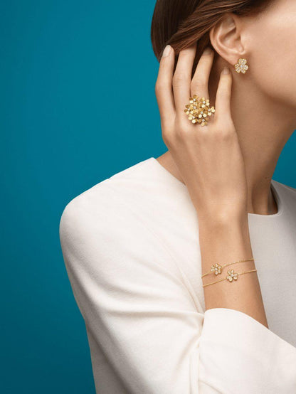 [Glimmer]FRIVOLE GOLD FLOWER DIAMOND EARRINGS
