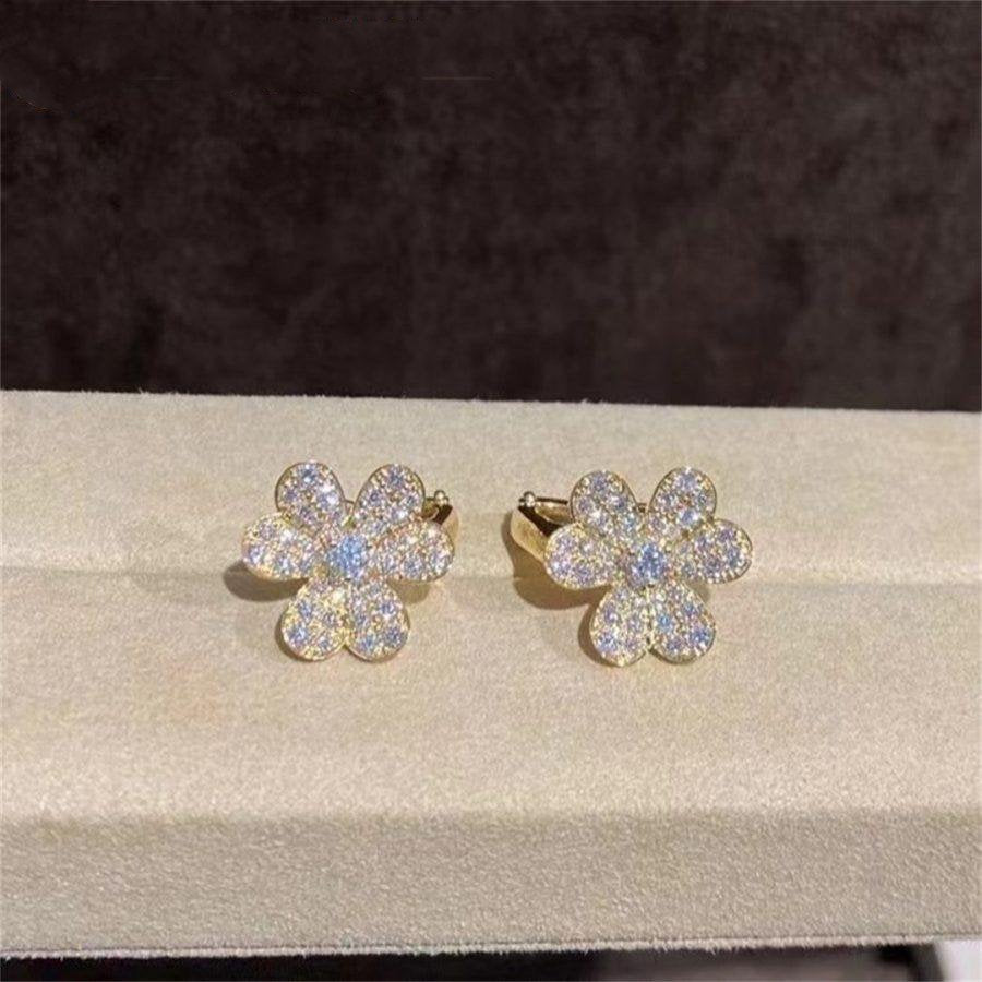 [Glimmer]FRIVOLE GOLD FLOWER DIAMOND EARRINGS