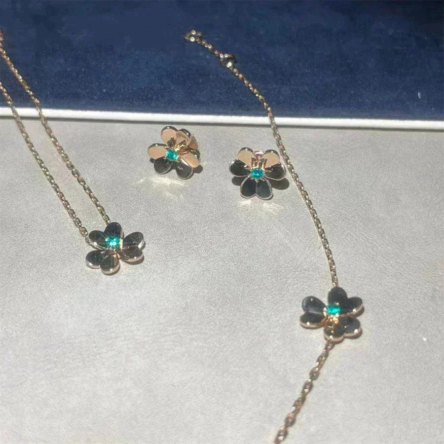 [Glimmer]FRIVOLE  FLOWER MALACHITE EARRINGS