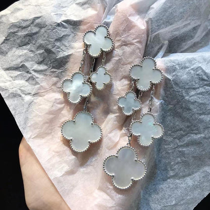 [Glimmer]CLOVER EARRINGS WHITE MOP 4 MOTIFS SILVER
