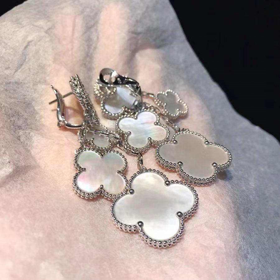 [Glimmer]CLOVER EARRINGS WHITE MOP 4 MOTIFS SILVER