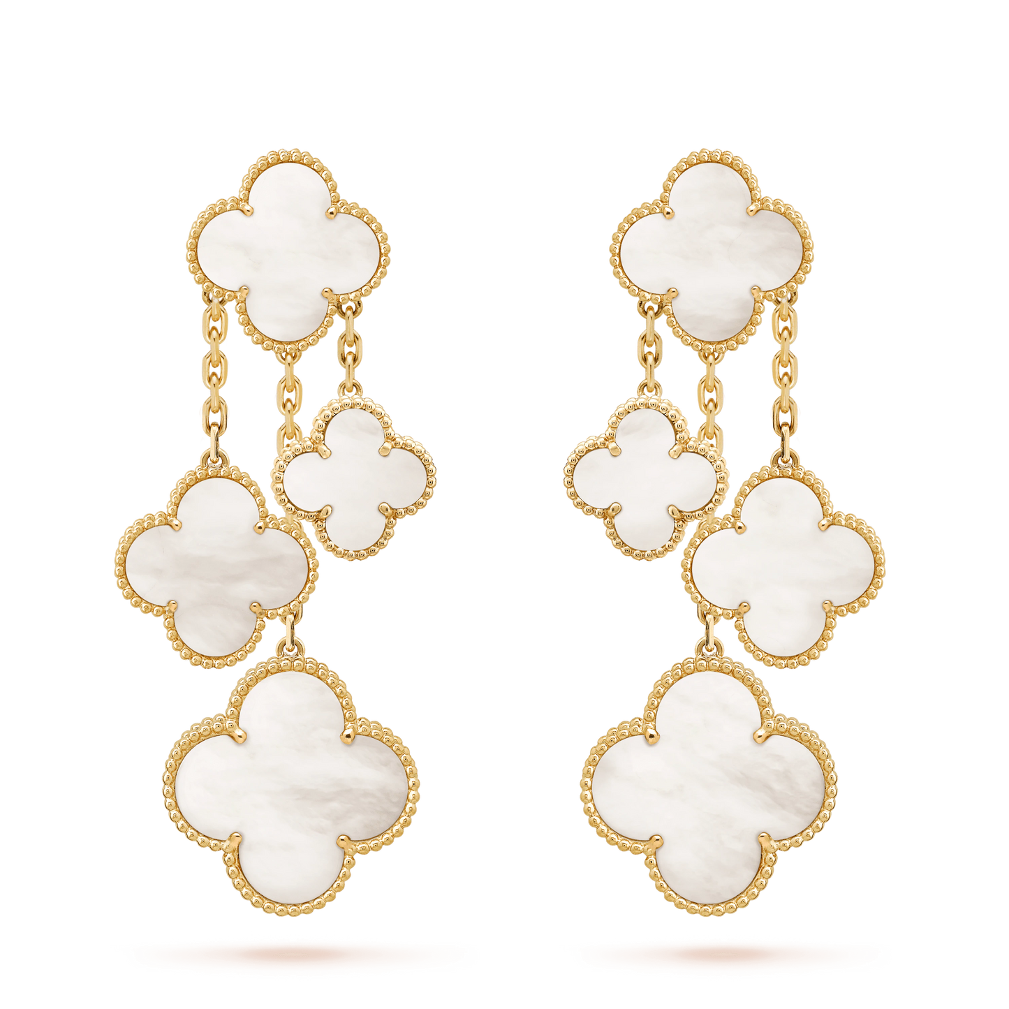 [Glimmer]CLOVER EARRINGS WHITE MOP 4 MOTIFS GOLD