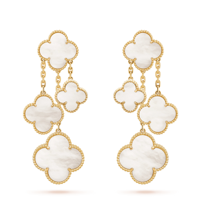 [Glimmer]CLOVER EARRINGS WHITE MOP 4 MOTIFS GOLD