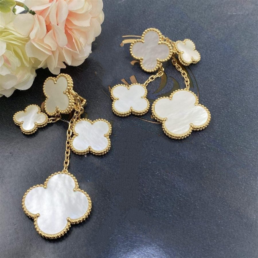 [Glimmer]CLOVER EARRINGS WHITE MOP 4 MOTIFS GOLD