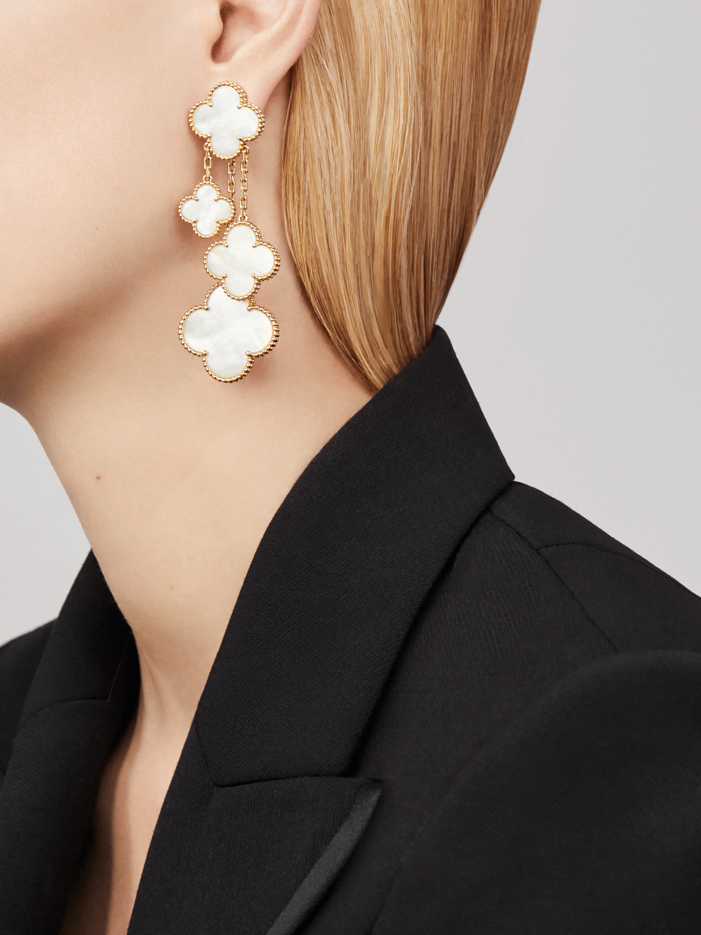 [Glimmer]CLOVER EARRINGS WHITE MOP 4 MOTIFS GOLD