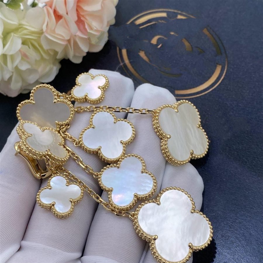 [Glimmer]CLOVER EARRINGS WHITE MOP 4 MOTIFS GOLD