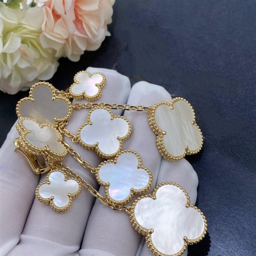[Glimmer]CLOVER EARRINGS WHITE MOP 4 MOTIFS GOLD