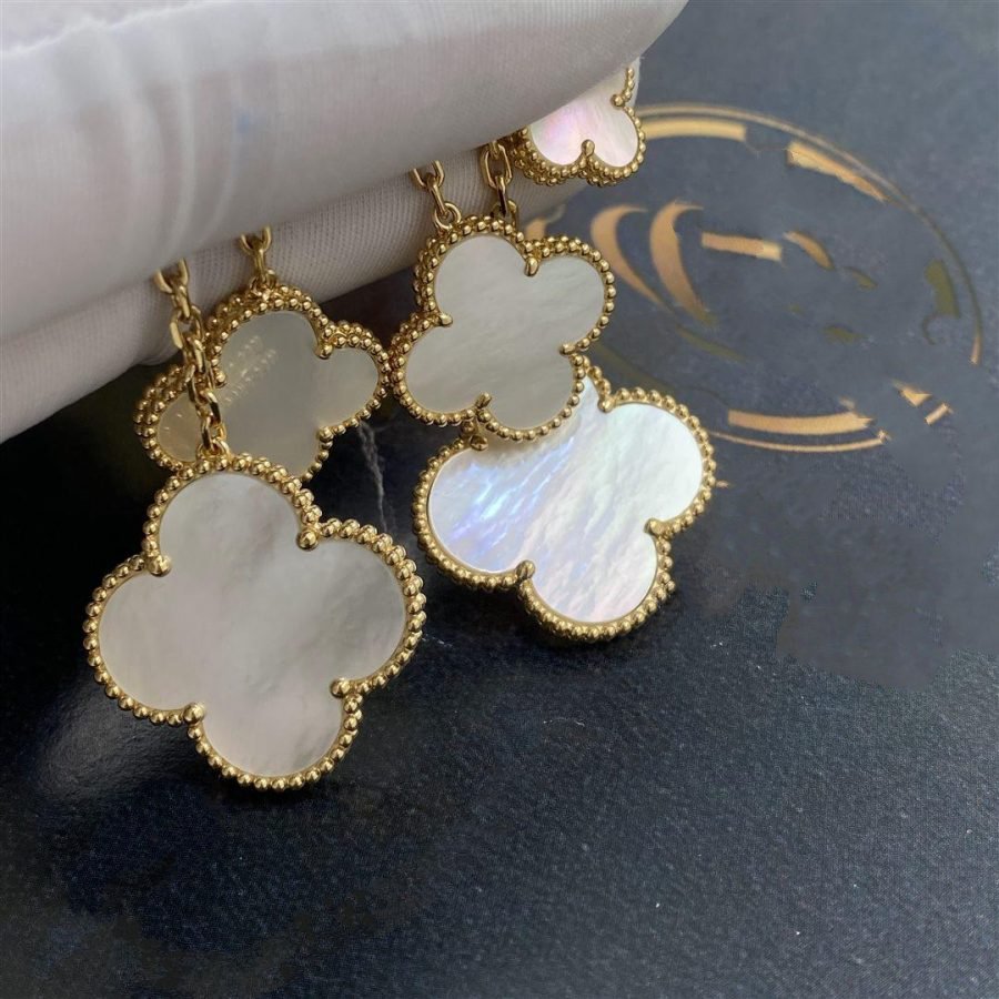 [Glimmer]CLOVER EARRINGS WHITE MOP 4 MOTIFS GOLD