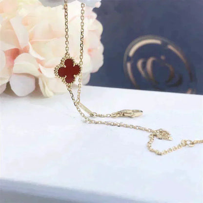 [Glimmer]CLOVER  CARNELIAN SINGLE FLOWER BRACELET