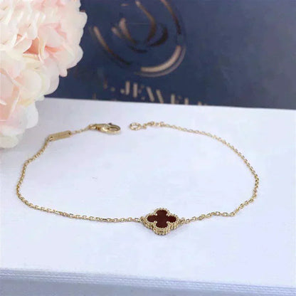 [Glimmer]CLOVER  CARNELIAN SINGLE FLOWER BRACELET